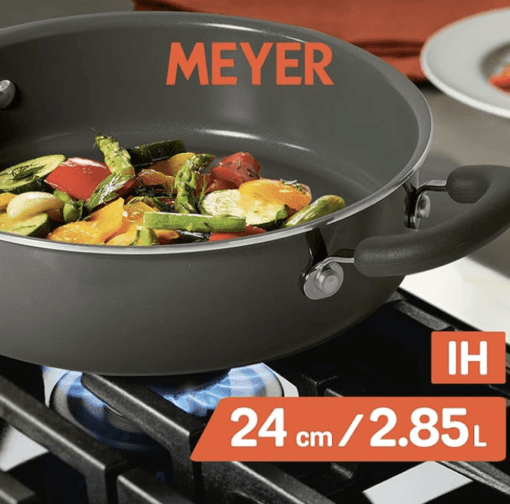 Meyer Anzen Healthy Ceramic Coated Sauteuse with Glass Lid | Ceramic Pan Cooking | Induction Pan | Non Stick Ceramic Pan | Ceramic Coated Cookware, 24 cm, Grey - Image 2